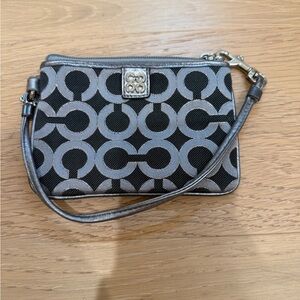 Coach Black and Gray Wristlet with charm